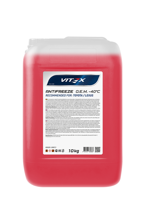 Жидкость охлаждающая низкозамерзающая Antifreeze «Vitex O.E.M. for Toyota Lexus» 10 кг